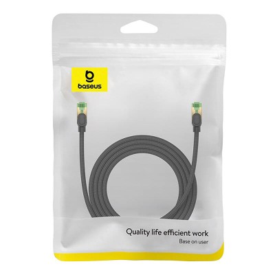 Baseus fonott hálózati kábel Cat.8, Ethernet RJ45, 40 Gbps, 2m (fekete) 