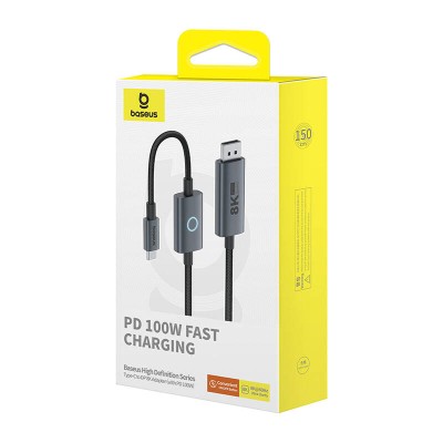 Baseus USB-C - DP Adapter, 8K, 1.5m (fekete)