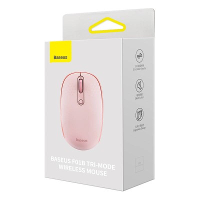 Baseus Wireless egér F01B Tri-mode 2.4G BT5.0 1600 DPI (rózsaszín)