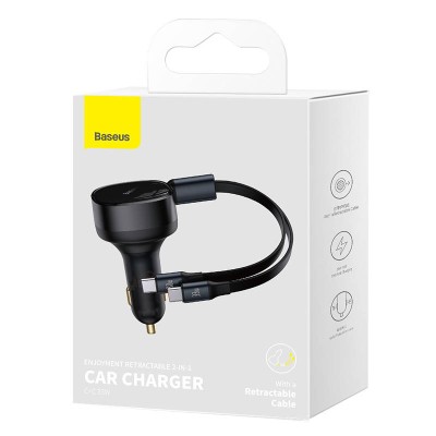 Baseus Enjoyment autós töltő 2x USB-C kábellel, 33W (fekete)