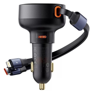 Baseus Enjoyment autós töltő USB-C - USB-C és Lightning kábelekkel, 60W (fekete) 