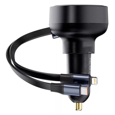 Baseus Enjoyment autós töltő USB-C - USB-C és Lightning kábelekkel, 60W (fekete) 