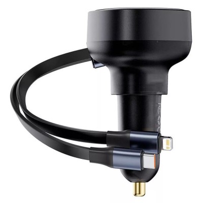 Baseus Enjoyment autós töltő USB - USB-C és Lightning kábelekkel, 60W (fekete) 