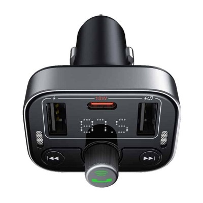 Baseus S-09 Pro, Bluetooth FM Transmitter, töltő, kihangosító (fekete)