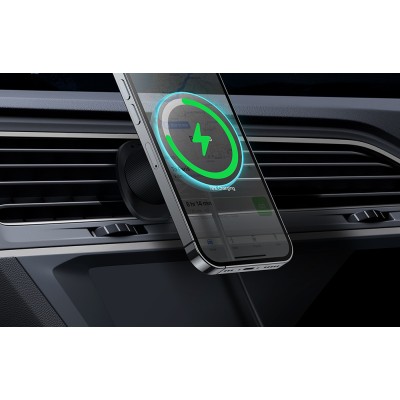 Baseus Magnetic Autós telefontartó, vezeték nélküli töltéssel, CW01 (fekete)