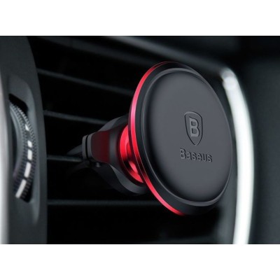 Baseus Magnetic Air Vent Mágneses autós telefontartó kábelcsipesszel (piros)