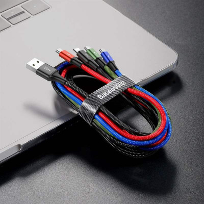 Baseus Fast 4 az 1-ben USB-C / 2x Lightning / Micro 3,5A 1,2 m-es kábel, fekete