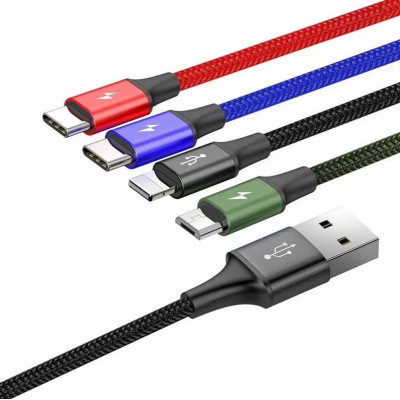 Baseus Fast 4 az 1-ben USB-kábel 2xUSB-C / Lightning / Micro 3,5A 1,2 m, fekete