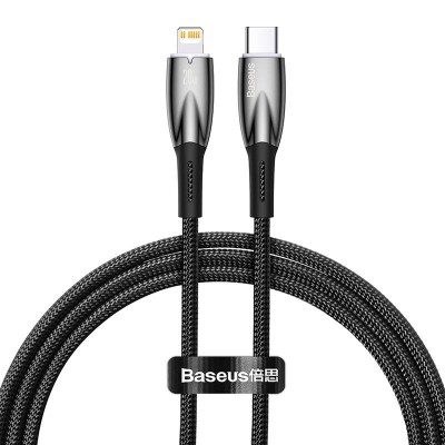 Baseus Glimmer series USB-C - Lightning töltőkábel, adatkábel, 20W  1m (fekete)