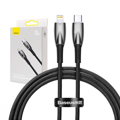 Baseus Glimmer series USB-C - Lightning töltőkábel, adatkábel, 20W  1m (fekete)