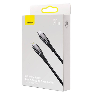Baseus Glimmer series USB-C - Lightning töltőkábel, adatkábel, 20W  2m (fekete)