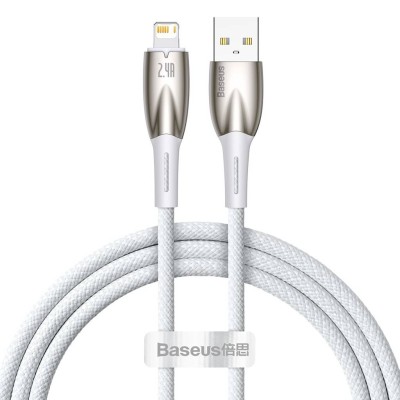 Baseus Glimmer series USB - Lightning töltőkábel, adatkábel, 2.4A, 1m (fehér)