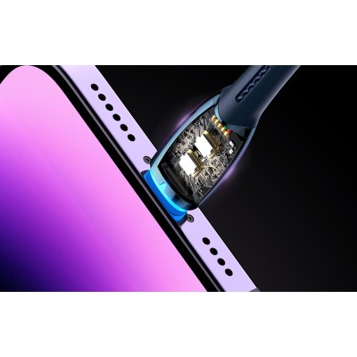 Baseus Glimmer series USB - Lightning töltőkábel, adatkábel, 2.4A, 1m (kék)