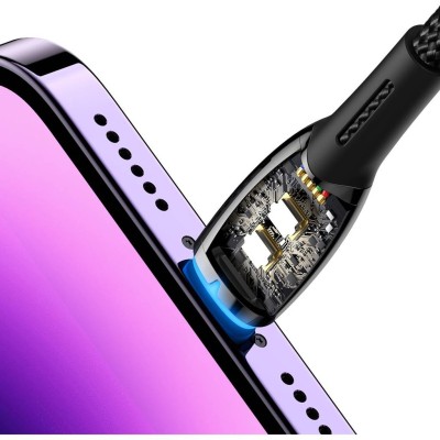 Baseus Glimmer series USB - Lightning töltőkábel, adatkábel, 2.4A, 2m (fekete)