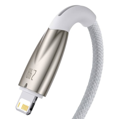 Baseus Glimmer series USB - Lightning töltőkábel, adatkábel, 2.4A, 2m (fehér)