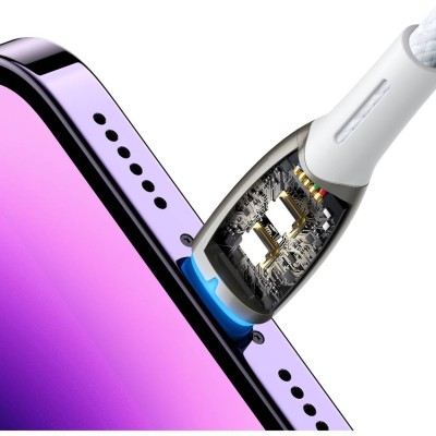 Baseus Glimmer series USB - Lightning töltőkábel, adatkábel, 2.4A, 2m (fehér)