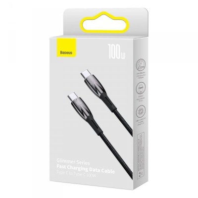 Baseus Glimmer series USB-C - USB-C töltőkábel, adatkábel, 100W, 1m (fekete)