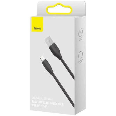 Baseus Jelly USB - Lightning kábel, 2,4A, 1,2m - Fekete