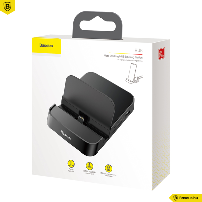 Baseus Mate Dokkoló állomás, Huawei és Samsung okostelefonokhoz, HUB USB-C, 15 W (fekete)