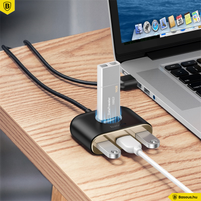 Baseus 4in1 USB hordozható adapter (USB - USB3.0*1+USB2.0*3) - Fekete