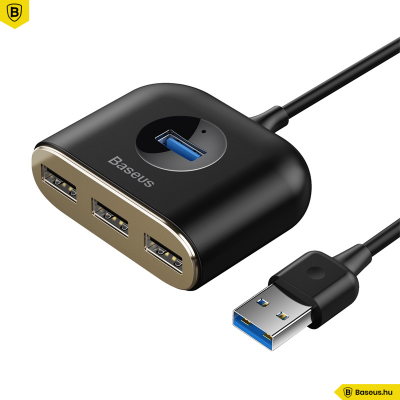Baseus 4in1 USB hordozható adapter (USB - USB3.0*1+USB2.0*3) - Fekete