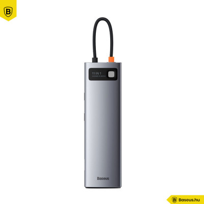Baseus Metal Gleam Series 11 az 1-ben hub, USB-C - 3x USB 3.0 + 2x HDMI + USB-C PD + Ethernet RJ45 + microSD / SD + VGA + AUX