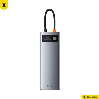 Baseus Metal Gleam Series 9 az 1-ben hub, USB-C - 3x USB 3.0 + HDMI + USB-C PD + Ethernet RJ45 + microSD / SD + VGA