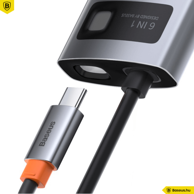Baseus Hub 6in1 Metal Gleam Széria USB-C, 3x USB 3.0 + HDMI + USB-C PD + Ethernet RJ45
