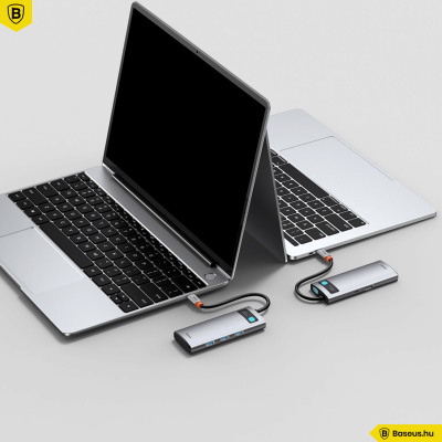 Baseus Hub 5in1 Metal Gleam Széria USB-C, 3x USB 3.0 + HDMI + USB-C PD - szürke
