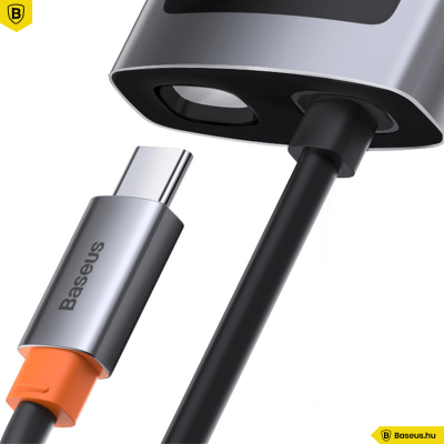 Baseus Hub 4in1 Metal Gleam sorozat, USB-C - USB 3.0 + USB 2.0 + HDMI + USB-C PD - szürke