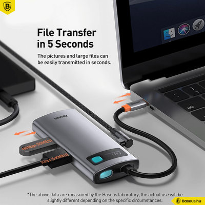 Baseus Hub 4in1 Metal Gleam sorozat, USB-C - USB 3.0 + USB 2.0 + HDMI + USB-C PD - szürke