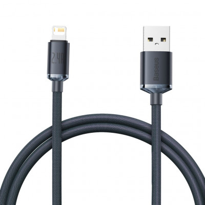 Baseus Crystal Shine USB Lightning gyorstöltő kábel, 2.4A, 1.2m, fekete
