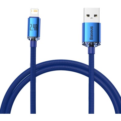 Baseus USB-kábel a Lightning Crystal Shine, 2.4A, 1.2m, kék