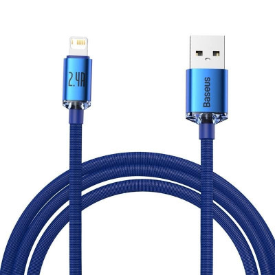 Baseus USB-kábel a Lightning Crystal Shine-hoz, 2,4A, 2m, kék