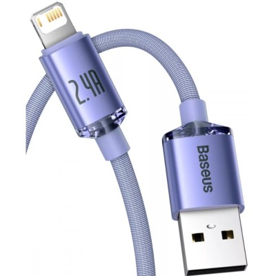 Baseus USB-kábel Lightning Crystal Shine, 2.4A, 2m, ibolya