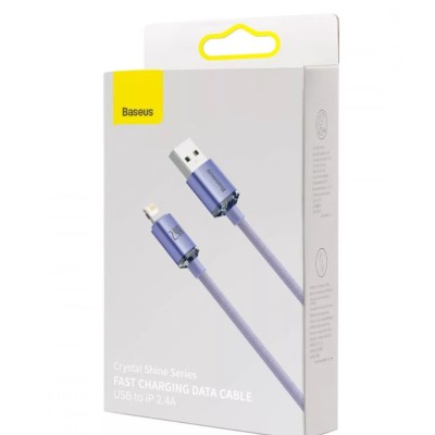 Baseus USB-kábel Lightning Crystal Shine, 2.4A, 2m, ibolya