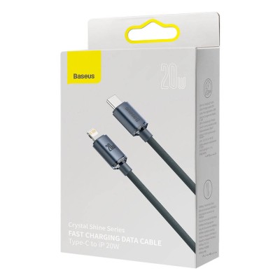 Baseus Crystal USB-C - Lightning kábel, 20W, PD, 1.2m fekete