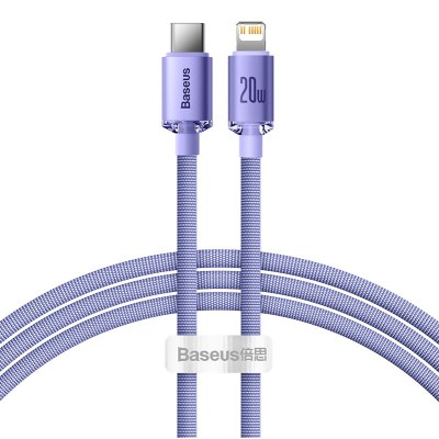 Baseus Crystal Shine USB-C , Lightning kábel, 20W, PD, 1.2m, lila
