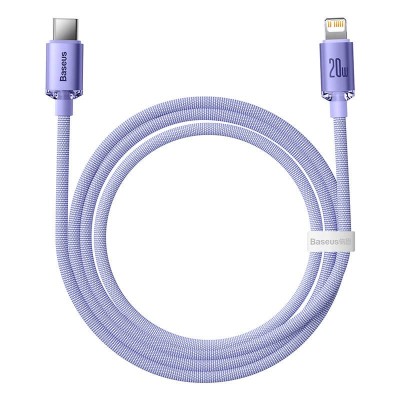 Baseus Crystal Shine USB-C , Lightning kábel, 20W, PD, 1.2m, lila