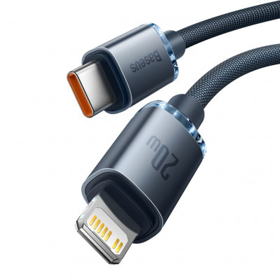 Baseus Crystal Shine USB-C kábel a Lightninghez, 20W, PD, 2m, fekete