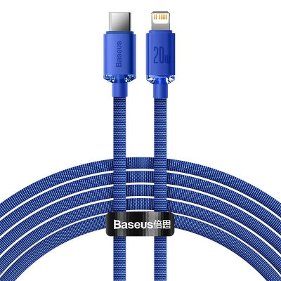 Baseus Crystal Shine USB-C ,Lightning kábel, 20W, PD, 2m, kék