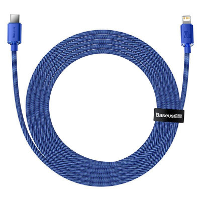 Baseus Crystal Shine USB-C ,Lightning kábel, 20W, PD, 2m, kék