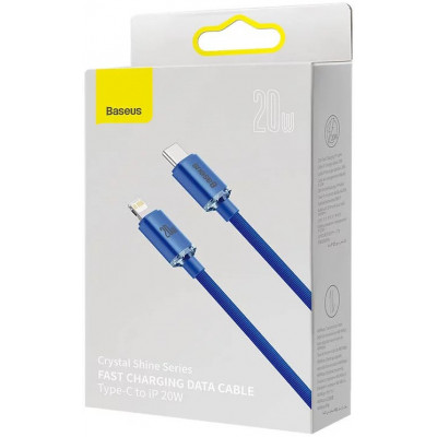 Baseus Crystal Shine USB-C ,Lightning kábel, 20W, PD, 2m, kék