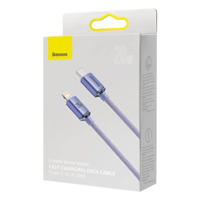 Baseus Crystal Shine USB-C - Lightning kábel, 20W, PD, 2m (ibolya)