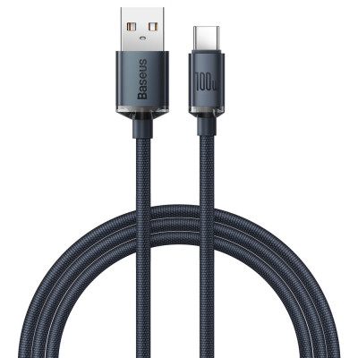 Baseus Crystal Shine USB / USB-C kábel, 100W, 1.2m, fekete