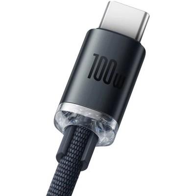 Baseus Crystal Shine USB - USB-C kábel, 100W, 2m, fekete
