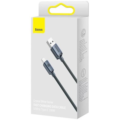 Baseus Crystal Shine USB - USB-C kábel, 100W, 2m, fekete