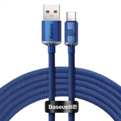 Baseus Crystal Shine USB-kábel a USB-C, 100W, 2m, kék