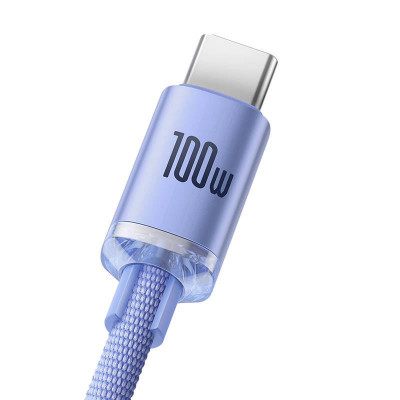 Baseus Crystal Shine USB-kábel a USB-C, 100W, 2m, ibolya
