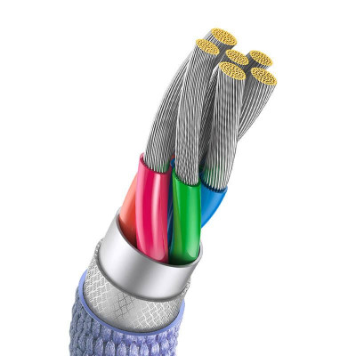 Baseus Crystal Shine USB-kábel a USB-C, 100W, 2m, ibolya
